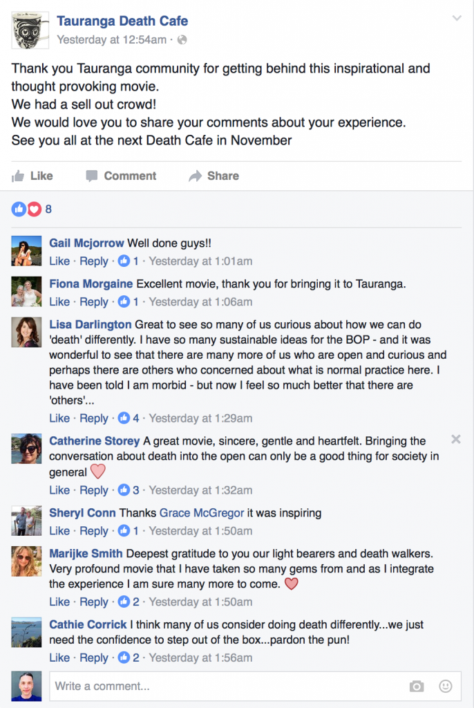 Tauranga Death Cafe Screening Responses